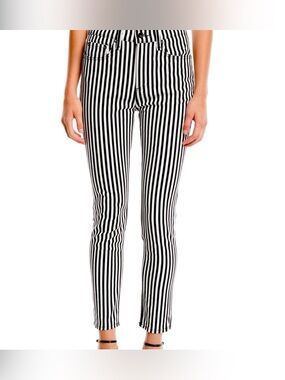 Rag & Bone Black and White Vertical Stripe Skinny Capri Jeans EUC